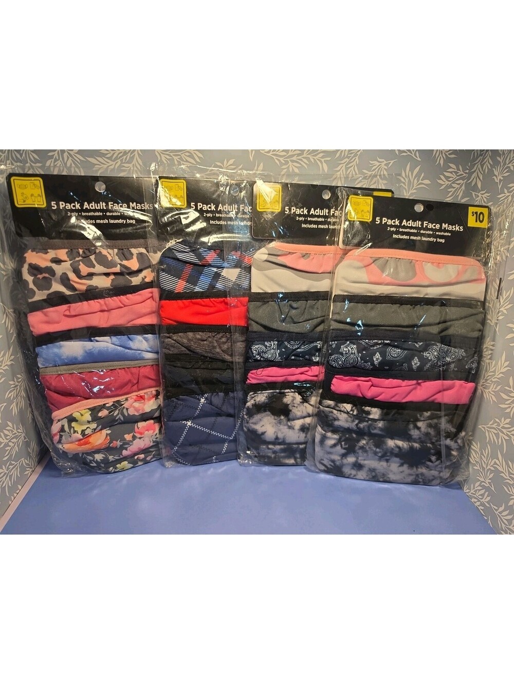 4 Pack Total of 20 Cloth Face Mask Adult Washable Reusable Various Design